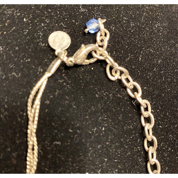 VJ Victoria Jousan Blue Beaded Necklace Long Silvertone Multistrand Glass Beads - Picture 8 of 9